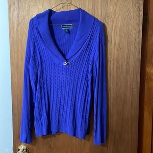 Karen Scott blue cable knit sweater